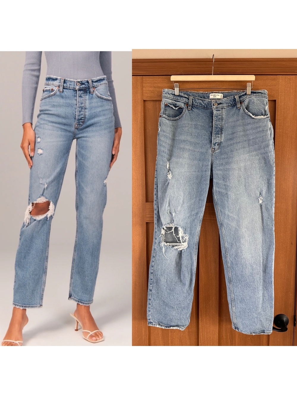 Abercrombie & Fitch The Dad Jean High Rise Distressed Women’s size 33 / 16 Reg